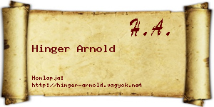 Hinger Arnold névjegykártya